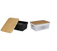 12x Boîte de rangement avec couvercle en bambou 11L Boîte de rangement à usage général Décoration