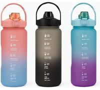 12x XXL Bouteille d'eau 2 litres avec graduation et poignée anti-fuite Bouteille d'eau pour boissons Bouteille de sport Récipient d'eau Bouteille réutilisable Camping Training Sport Outdoor