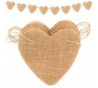 13 pièces Banderoles de fanions en toile de jute réutilisables en forme de cœur de 3,5 m, guirlande de style rustique en jute pour mariage, bannière en lin personnalisable convenant pour anniversaire,