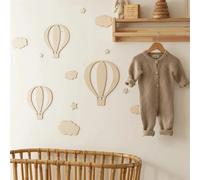 13 pièces Ins ballon à air chaud en bois nuage étoile ensemble stickers muraux décoration de la maison fond stickers muraux en bois décoration de vacances artisanat mignon garçon et fille chambre Wood
