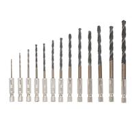 13 Pièces Jeu de Forets Hexagonaux 4341 Hss pour Bois et Métal | Tailles 1,5 à 6,5mm, Changement Rapide, Perçage, pour Menuiserie et Charpente