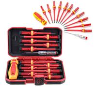 13 pièces Kit Tournevis Isolé VDE, Coffret Tournevis Aimanté Electricien, Jeu de Tournevis Torx Interchangeables avec Testeur de Tension, Outils de Réparation Manuels Durables
