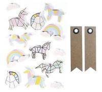 13 stickers 3D Licornes 5 cm + 20 étiquettes kraft Fanion Multicolore G