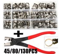130/80/45 pièces en acier inoxydable oreille pince continue entraînement à vis sans fin tuyau d'eau de carburant colliers de serrage Clips + 1 PC pince de serrage pince de tuyau pince