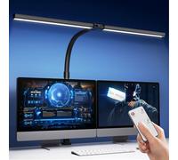 1300LM Lampe de Bureau à Double Tête LED Réglable Avec télécommande, 24W 80CM Lampe à Pince pour Écran, Lumière à Domicile avec Bras Articulé, Pince gaming accessoire pc light room lumiere