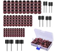 132 pièces kit tambour de ponçage Dremel : 120 bandes + 12 mandrins rotatifs boîte incluse .