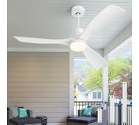 132cm Ventilateur Plafond avec Lumiere Telecommande 3 Pales Blanc | Ventilateur De Plafond Silencieux 6 Vitesses 3 Temperatures Moteur Dc Réversible Silencieux,Ventilateur Plafond Pour Terrasse