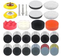 133 Tampons de Polissage - Kit de Polissage 3 Pouces - Éponge et Laine - Pour polir, poncer, cirer - Compatible avec perceuse, voiture, polisseuse (Multicolore)