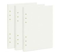 135 Feuilles A5 Recharge Papier en Pointillé, OVISEEN Quadrillé 6 Trous Vierge Feuillets Mobiles pour Agenda Filofax A5 Bullet Carnet Cahier de Voyage
