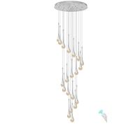 138 ''/350 cm de haut argent 20 lumières escalier en colimaçon pendentif lustre lampara de salon plafond lustres en cristal hall d'entrée lustre en cristal gouttes de pluie bulle LED 2700-6000 K dimm