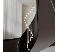 138 ''/350 cm de haut or 20 lumières escalier en colimaçon pendentif lustre lampara de salon plafond lustres en cristal hall d'entrée lustre en cristal gouttes de pluie bulle LED 2700-6000 K dimmable