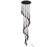 138 ''/350cm de haut noir 20 lumières escalier en colimaçon pendentif lustre lampara de salon plafond lustres en cristal hall d'entrée lustre en cristal gouttes de pluie bulle LED 2700-6000K dimmable
