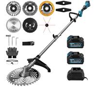 1380W Débroussailleuse Manche Télescopique Brushless 18800U/min Coupe-Bordures 168cm Compat. Makita 21V 2 Batts 7 Lames Ø300mm