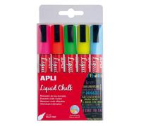 APLI Marqueurs craie liquide 13959-5 - Lot 5 - Pointe ronde 5 mm - Effaçables avec un chiffon humide