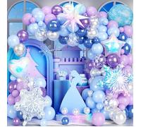 139Pcs Decoration Anniversaire Reine Des Neiges Bleu Violet Frozen Ballon Guirlande Arche Kit Amour Pentacle Explose Flocon[BB310]