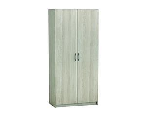 13Casa Demeyere Armoire Multifonctions 2 Portes Coloris chêne Shannon et Blanc Perle, en Panneaux Particules 15 mm, 79,7x41,4x169,5 cm