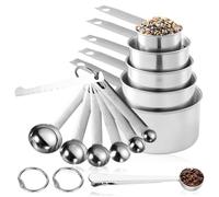 13pcs Cuillères Et Tasses À Mesurer En Acier Inoxydable, Ensembles De Cuillères Doseuses, 5 Tasses À Mesurer, 6 Cuillères À Mesurer, Scoop Avec Clip, Règle De Mesure, Tasses Et Cuillères À Mesurer