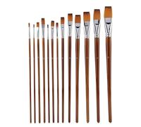 13Pcs Nylon Cheveux Aquarelle Peinture À l'huile Pinceau Manche en Bois Artiste Plat Pinceaux Peinture Professionnels Art Fournitures Dessin Brosse Kits pour Peinture Coloriage