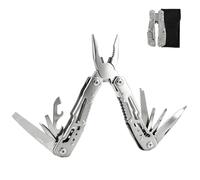 14 en 1 Pince MultiTool Pliante en Acier Inoxydable avec Couteau, Tournevis, Scie, Ouvre-Boîtes et Étui, Robuste et Polyvalent pour Camping, Randonnée, Survie et Bricolage