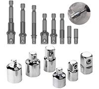 14 Pcs Adaptateur Douille Visseuse Cle a Choc Cliquet 1/2" 3/8" 1/4", 8 Pcs Socket Adaptateurs Réducteurs + 6 Pcs Socket Extension Adaptateur Bit Set Pour Clés à Rochet ouille à Outils
