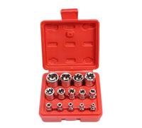 14 Pièces Douilles E-type en Acier avec Boîte de Rangement | Acier Chrome Vanadium Traité Thermiquement, Grandes Marques Lisibles, Trois Têtes D’entraînement, Compatible Vis E