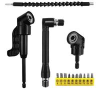 14 Pièces Renvoi d'Angle Visseuse Kit,105° Tournevis Flexible,1/4"" Embouts Vissage Courts,pour Forets à Angle Droit d'Extension Kit