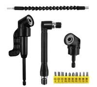 14 Pièces Renvoi d'Angle Visseuse Kit,105° Tournevis Flexible, Rallonge Perceuse Visseuse Flexible pour Perceuse, 1/4" Embouts Vissage Courts, pour Forets à Angle Droit d'Extension Kit