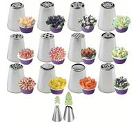 14 pièces Set Plateau Rotatif pour Gâteau - Kit Fournitures de Décoration de Gâteau, Outils de Cuisson de Gâteau, Set de Douilles de Glaçage, Set de Décoration de Gâteau, Outils de Découpe de Gâteau, 