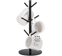 14 Pouces Arbre de Tasse de Café en Acrylique Arbre Porte-Tasse Support de Tasse de Café Porte-Gobelet pour Compteur avec 6 Crochets Supports de Tasse Amovibles en Acrylique (Noir)