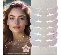 14 X Glitter Freckles Temporary Tattoos ¿ Holographic Glitter Face Stickers, Festival Women's Waterproof Face Tattoos For Parties, Carnivals And Halloween