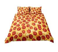 140x200cm Pizza Hot Dog Frites Bambin Teen Housse de Couette avec Taie d'oreiller, 3D Burrito Nouilles Hamburger Marron Parures de Lit Dortoir 1 Personne Anniversaire Cadeau (Pizza)