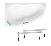 140x95 cm Laguna Luiza baignoire d'angle gain de place, avec pieds, acrylique, gauche, blanc (LU1400L-SET)