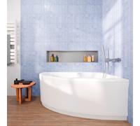 140x95 cm Laguna Luiza baignoire d'angle gain de place en acrylique, droite + tablier 140 cm + pieds, blanc (LU1400P-SET1)