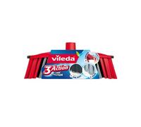 Vileda - Balai 3Action - Balai Caoutchouc pour Intérieur - Nettoyeur Sol Efficace et Agréable avec Manche Télescopique - Composition en PET - 3 Types de Fibres - Tous Types de Sol et Coins