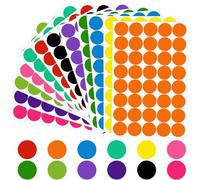 1440 Pcs Gommettes Autocollantes Pastille Autocollante Ronde, Gommettes Enfants Gommette Rondes Multicolore, Couleur Codage Étiquettes Pastille Couleur Autocollante pour Famille École Calendriers