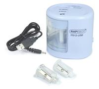 Rapesco Taille-crayon électrique double PS-12-USB – USB inclus, piles non inclus – Bleu pastel