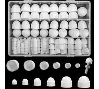 145 Pièces Cache Boulons Capuchon à Vis, Plastique Écrous Dôme, Ecrou Protection Hexagonal, Boulons Capuchon Écrou de Boulons Noir pour Machines Meubles Véhicules - M4/M5/M6/M8/M10/M12 (Blanc)