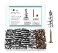 146 Pièces M4 Chevilles pour Plaques de Plâtre avec Vis Autoforeuse, Chevilles Autoperceuses en Métal, Fixations pour Cavités Béton Briques Plaques de Plâtre