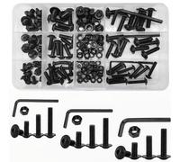 147 Pcs acier inoxydable hexagonal prise machine vis écrous ensemble | M4 M5 M6 Boulons et écrous de bouchon de tête de bouton à bride avec clés, acier inoxydable plaqué de zinc noir