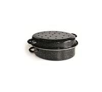 - 14720344 - Kitchen Roc - Daubière avec couvercle - Acier Emaillé - Noir Moucheté - 34 cm