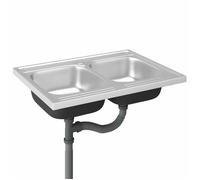 (14766)Moderne Évier de cuisine à double lavabo 800x600x155 mm inox - VIDAXL - acier - argenté - surface lisse 589kor96r4969