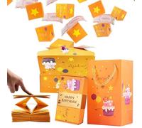 14PCS Explosion de surprises pour un joyeux anniversaire-Boîte pop-up explosive, Boîte cadeau rebondissante orange et dorée,Coffret mystère Joyeux Anniversaire pour Enfants et Adultes(orange)