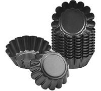 14pcs Moules à Tarte Aux œufs, Antiadhésifs Moules à Tartelettes, Réutilisable Moule à Tarte à Cupcake, Mini Moules à Tartelettes en Acier au Carbone pour Pudding,Cuisson au Four,Muffins (6.5 X 2.3CM)
