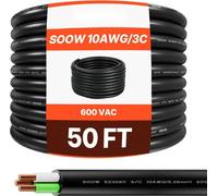 15,24m 10AWG Câble électrique - Câble d'alimentation en cuivre - Câble d'extension filaire 600V - Câble d'alimentation en cuivre de haute qualité