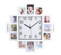 15.35in Blanc Cadre Photo Horloge Murale, DIY Multi Photo Horloge Personnalisée, DIY Horloge Décor Moderne Famille Citation Stickers Muraux Horloge Kit Moderne Décor À La Maison Salon Décoration