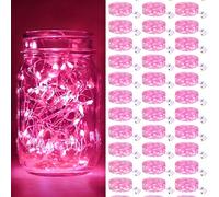 15/5/1 pièce Guirlandes lumineuses LED mini étoilées à piles, guirlandes de fées lucioles en fil de cuivre pour bocaux Mason, mariage, fête, décoration de centre de table de Noël, blanc chaud ; 100cm 