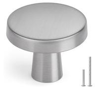 15 boutons de meubles couleur argent – boutons ronds pour armoires en alliage de zinc brillant, polis, avec un trou, adaptés aux armoires et aux tiroirs.