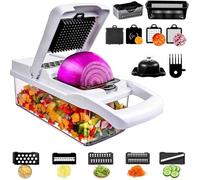 15 en 1 Coupe Oignons Cuisine Manuel Multifonctions, Decoupe Legumes Amovible Professionnelle avec 7 Lames Acier Inoxydable