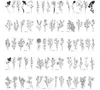 15 Feuilles De Tatouage De Fleur D'encre Tatouage De Fleur D'encre Temporaire Faux Tatouages ¿¿¿¿Faux Tatouages ¿¿¿¿Imperméable Petits Tatouages ¿¿¿¿¿¿Temporaires Pour Le Corps Des Femmes