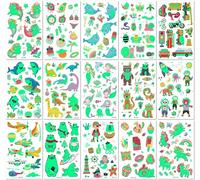 15 Feuilles Tatouages Temporaires Phosphorescents Pour Enfants À Motifs De Dinosaures Sirènes Licornes Voitures Animaux Et Requins